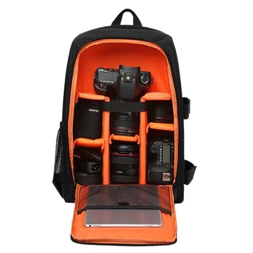 mochila fotográfica impermeable naranja