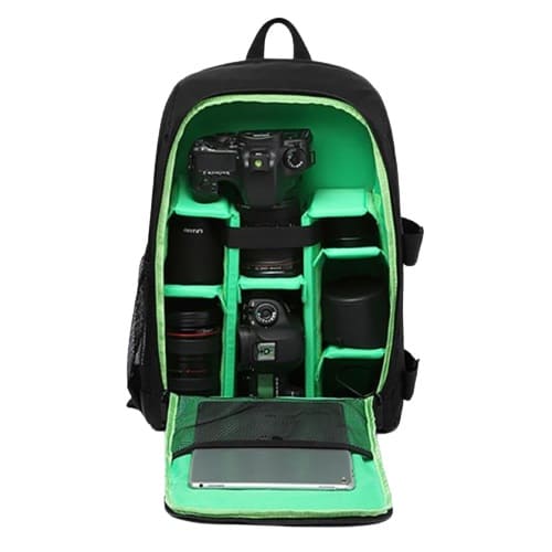 mochila fotográfica impermeable verde